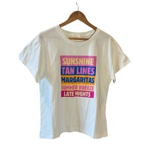 Panache Apparel Womens Sunshine Tan Lines Margaritas Graphic T-Shirt White L